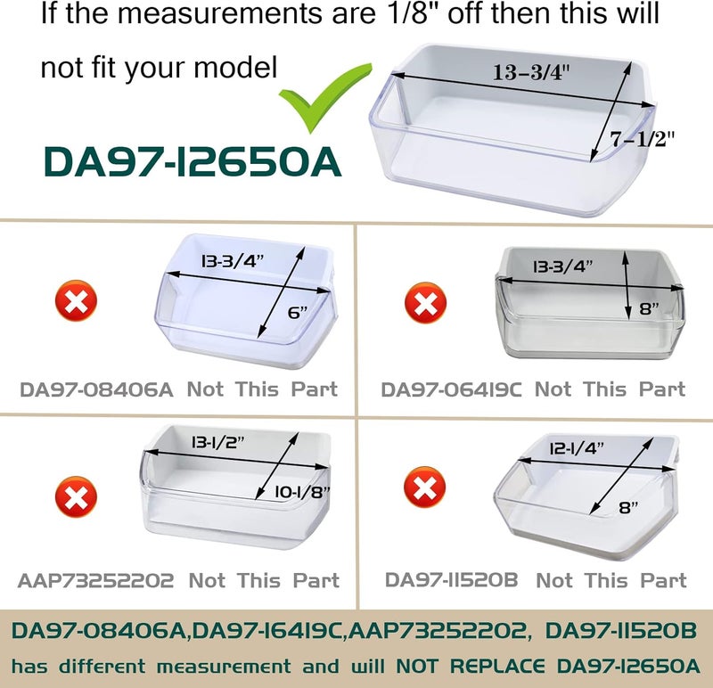 MONST DA97-12650A, DA63-06963A, DA63-07104A, AP5620330 Door Shelf Bin Basket (Right Side) Compatible with Samsung RF26HFPNBSR, RF260BEAESR, RF261BEAESR, RF263BEAESR Refrigerator Replaces PS4176653, 2692337 - Image 2